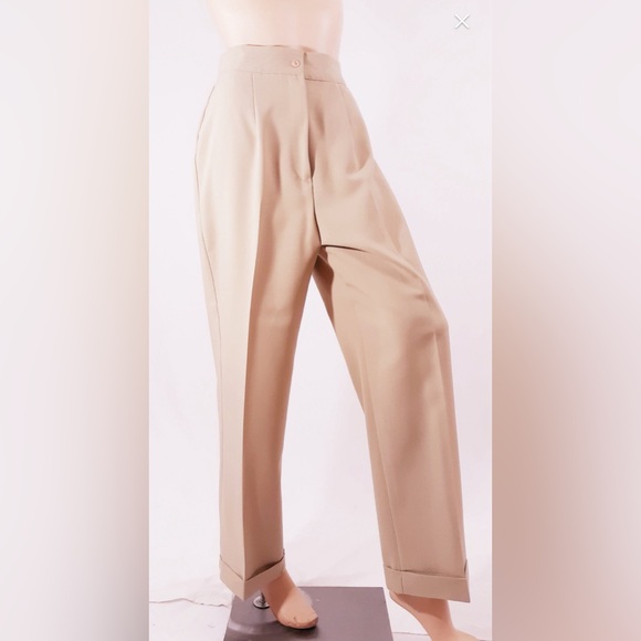 Vintage 70’s Women’s Suit Blazer Pant 2 piece set beige khaki Scarlett size 8 - Picture 7 of 11